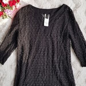 Laundry Design Black Eyelet Cotton Beach Cover